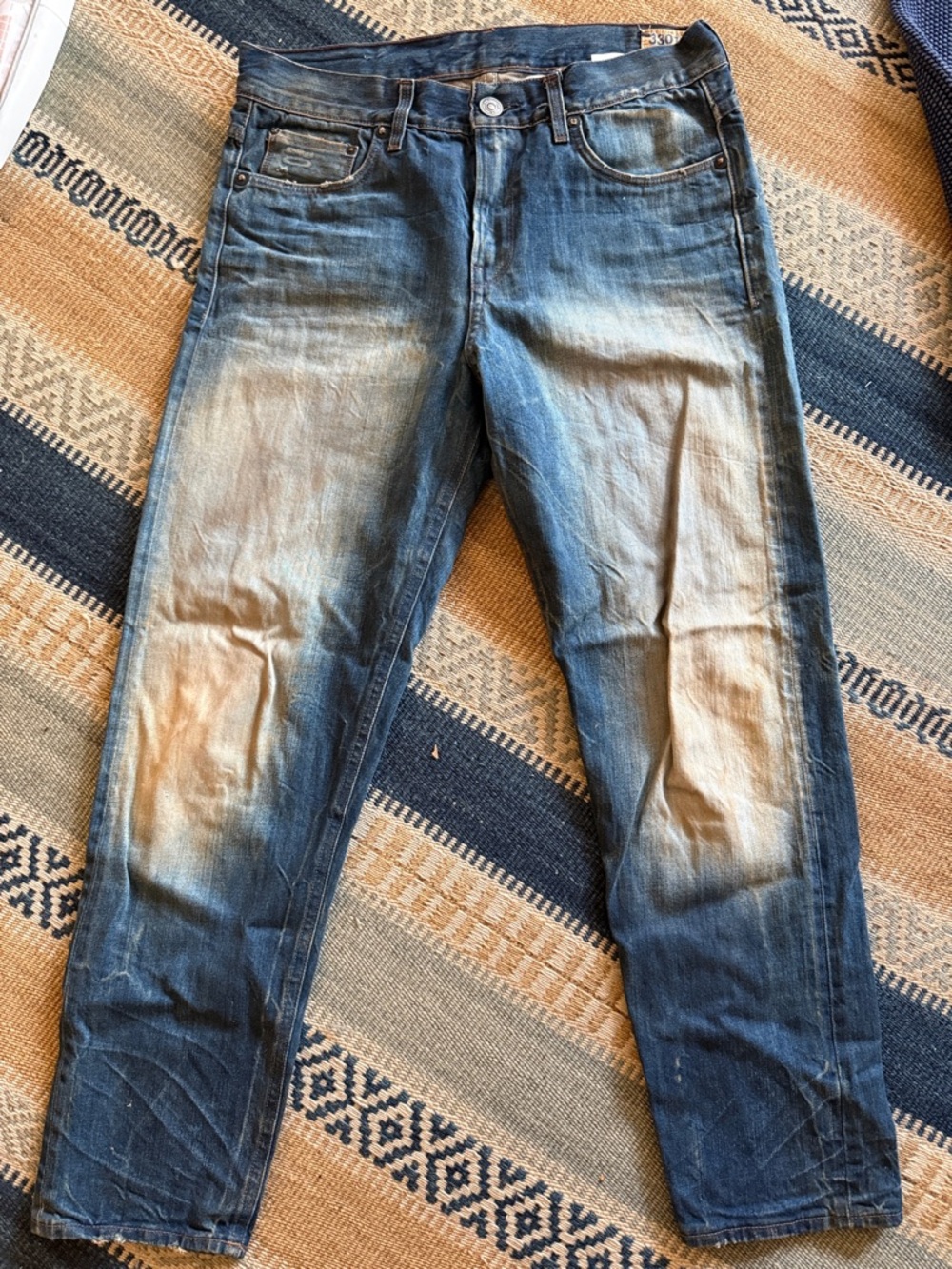 G-Star Women's Two-Tone Faded Blue Straight Leg Jeans